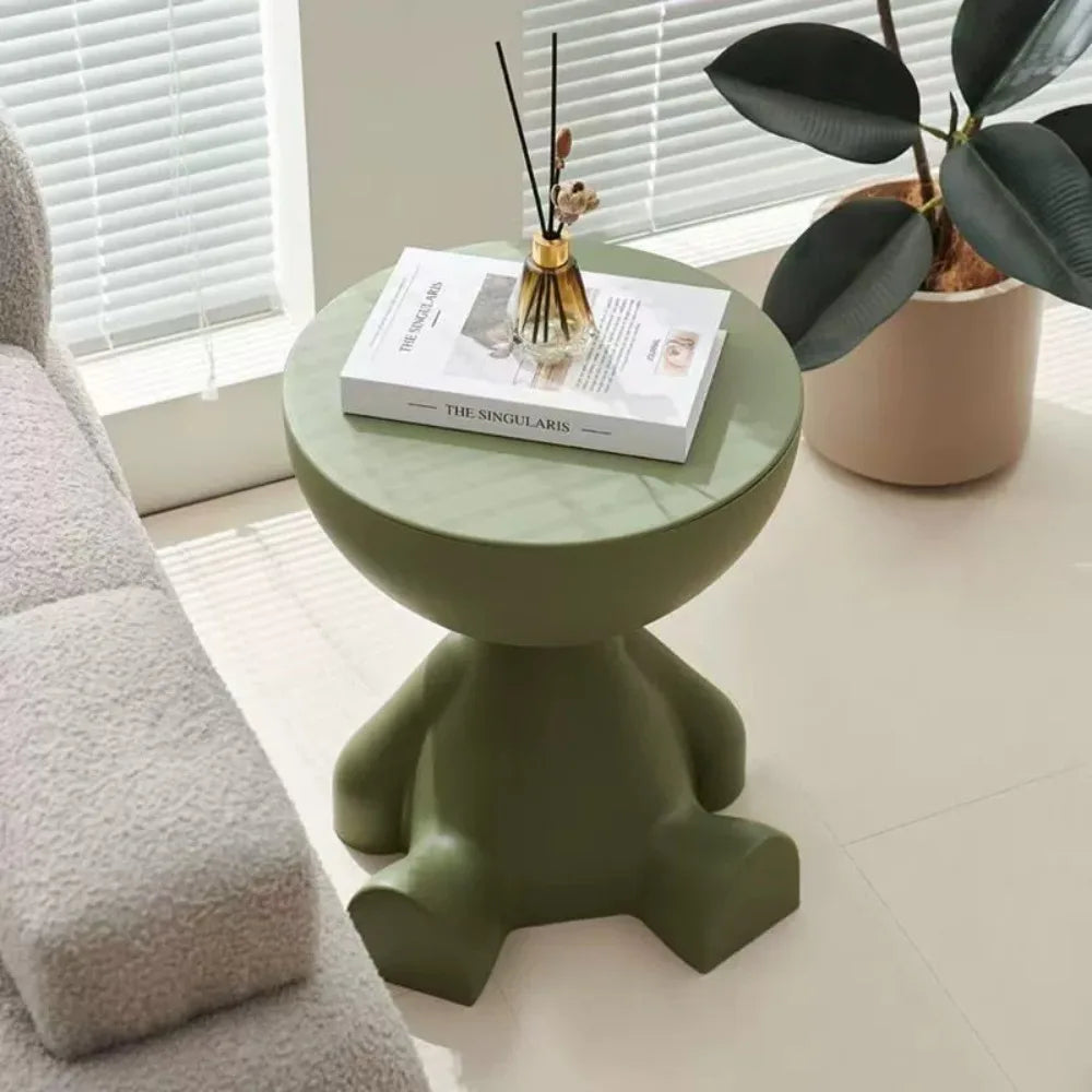 Cream Coffee Table Sofa Side Table Creative Wide Storage Area Modern Simple Home Safety Non-toxic Materials Plastic Round Table