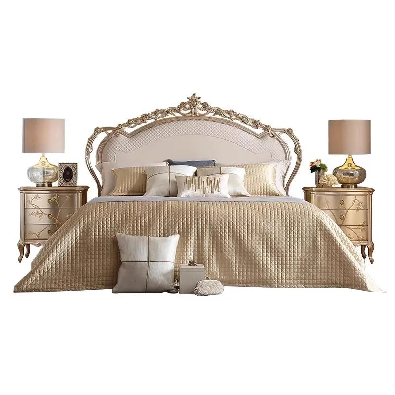 Simple European Bed Safe Sleeping Bedroom Frame Queen Bed Baby Double Luxurymodern Castle Design Wooden Cama Outdoor Furniture