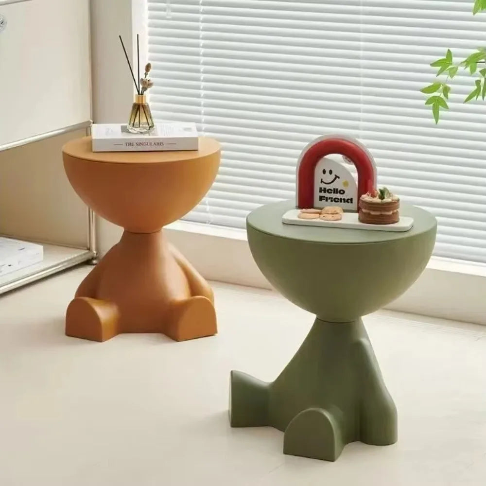 Cream Coffee Table Sofa Side Table Creative Wide Storage Area Modern Simple Home Safety Non-toxic Materials Plastic Round Table