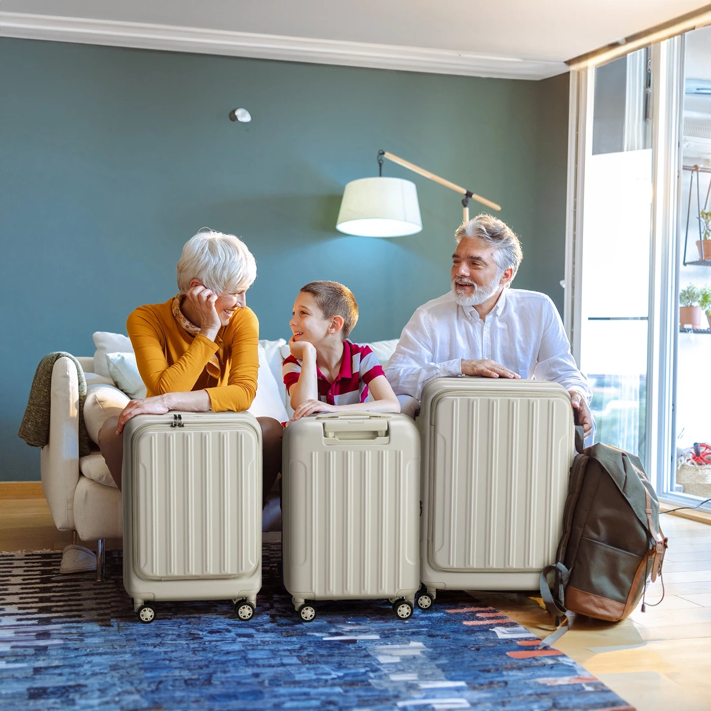 Luggage Sets 3 Piece, ABS+PC Front Open Hardshell Lightweight Luggages,Suitcase with TSA Lock & Double Wheels (20/24/28, White)