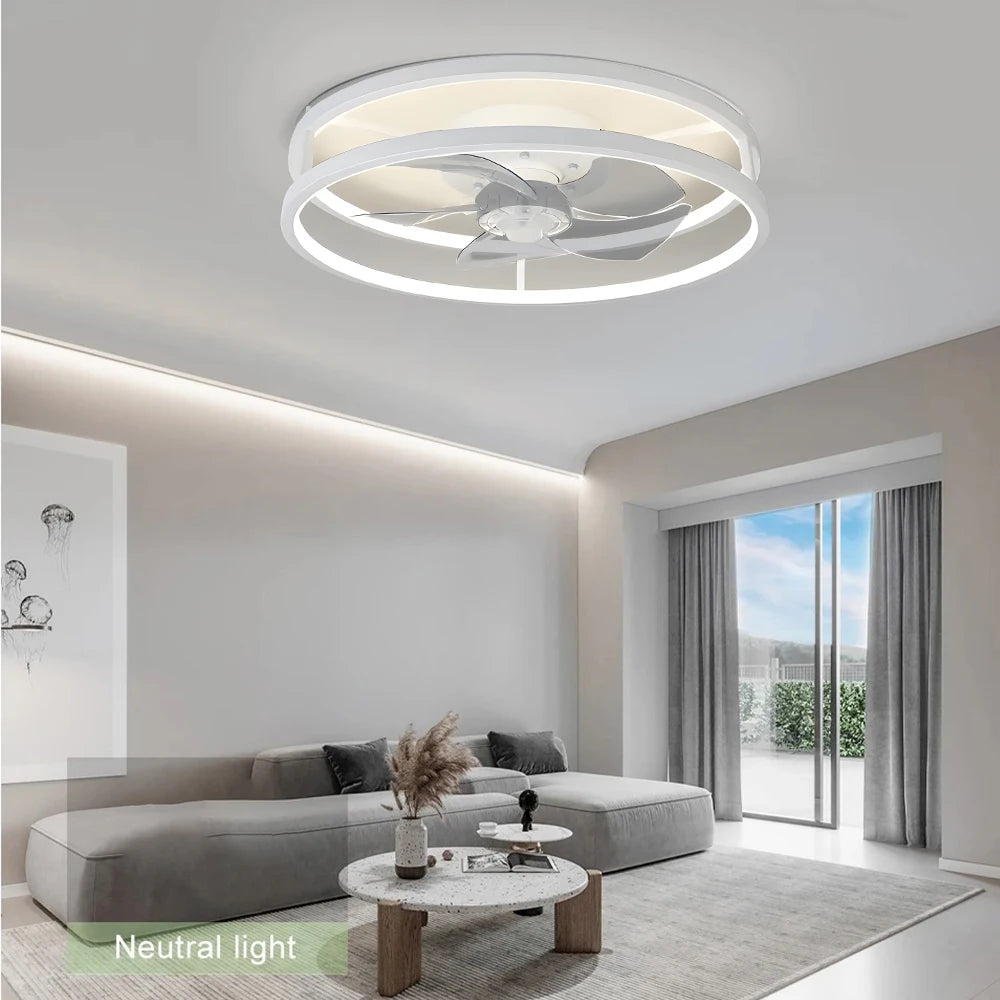 Ceiling Fan Light Living Room Bedroom Modern Electric Fan Simple Home Intelligent Ceiling Fan with Remote Control and Led Light