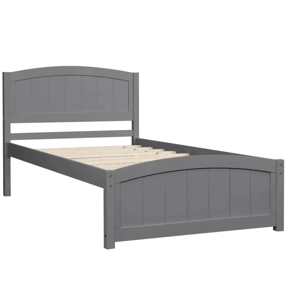 Twin Size Platfrom Bed Frames with Headboard for Adults,Gray