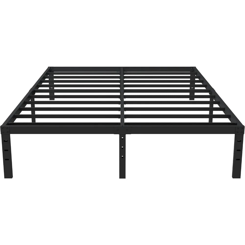 16 Inch Queen Bed Frame No Box Spring Required, Metal Platform Queen Size Bed Frames with 14 Inch Storage