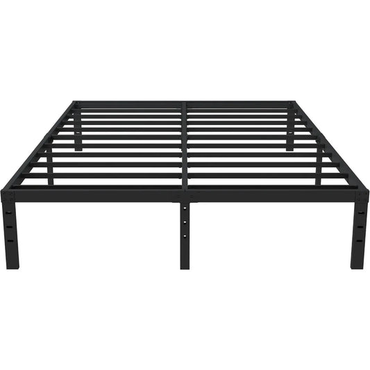16 Inch Queen Bed Frame No Box Spring Required, Metal Platform Queen Size Bed Frames with 14 Inch Storage