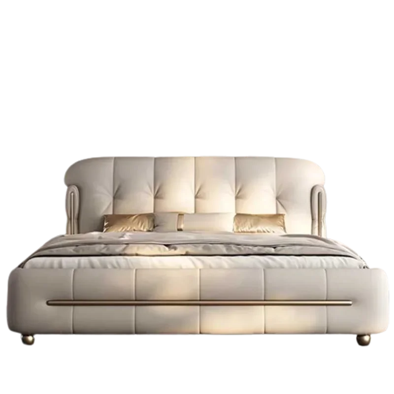 Beige Headboard Modern Bed Frame Wood Princess Living Room Double Bed Bedroom Bases Monster Camas Matrimoniales Furniture