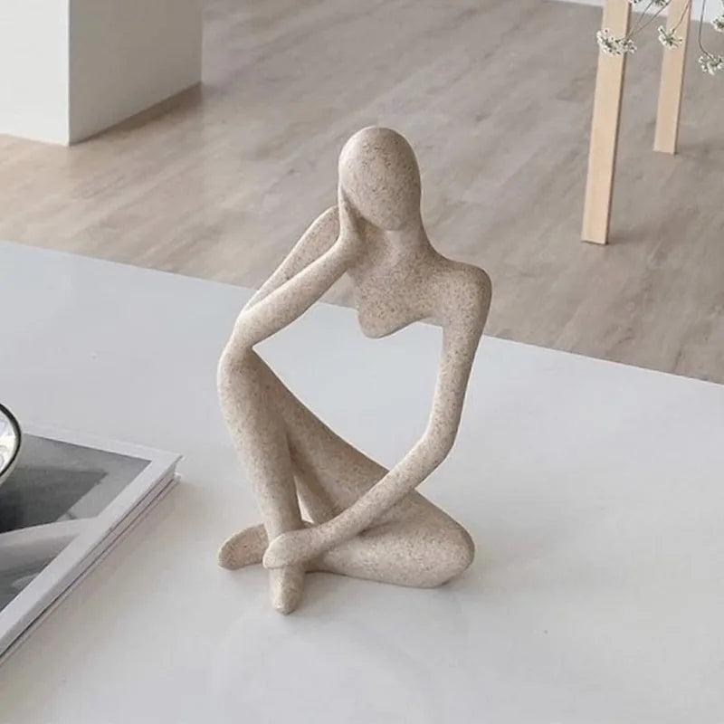Sculpture, sandstone resin philosopher statue decoration, living room dining table decoration