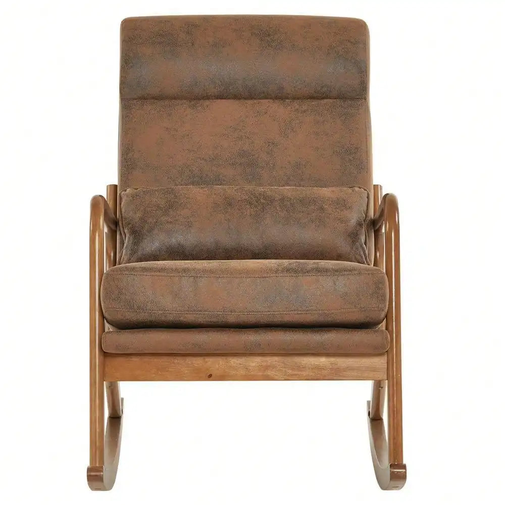 Relaxing Glider Rocking Chair High Backrest Rocking Armchair, Mid Century Accent Chair for Living Room Bedroom, Study