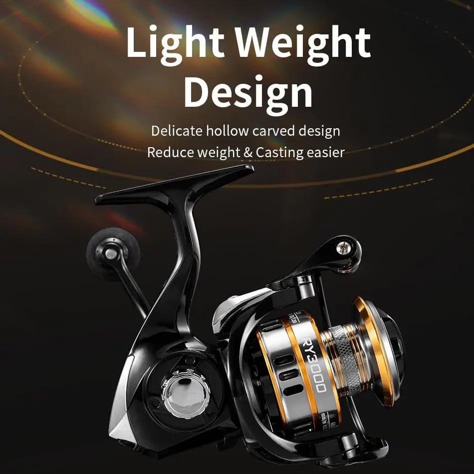 RY Spinning Reel 1000 6000 Series 5.2R Saltwater Ultralight 17.6lbs Alu Smooth Drag Cost Effective for FW SW Fishing