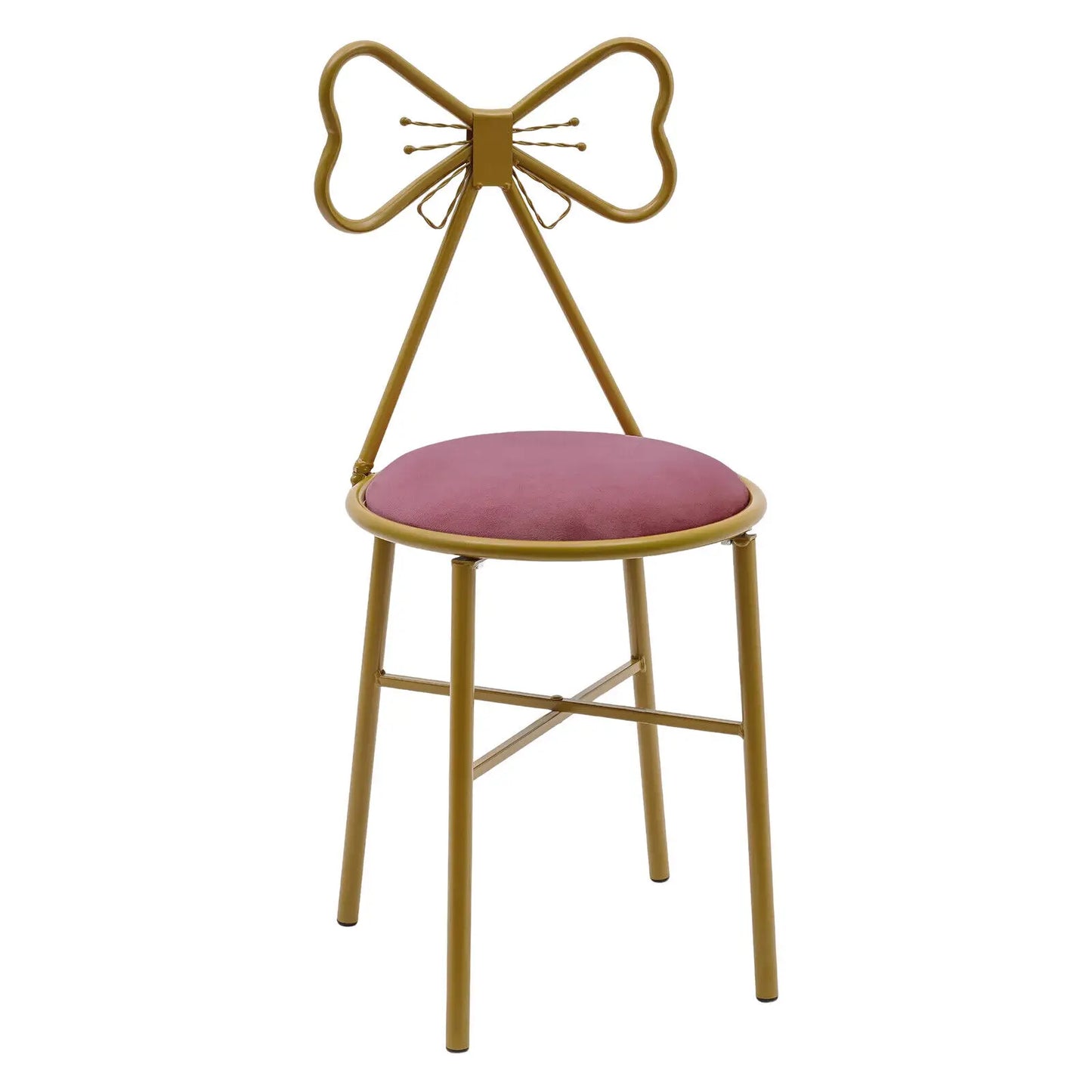 Vanity Stool Chair Makeup Modern Velvet Butterfly Accent Chair Pink Cute Girls Bow Knot Backrest Chair Bedroom Home Decor