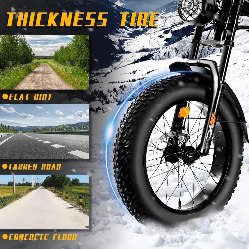 1500W Peak Power Electric Bike for Adults, 28-35 MPH Electric Moped Style Bike,7 Speed 20" All Terrain Fat Tire Ebike (J1)