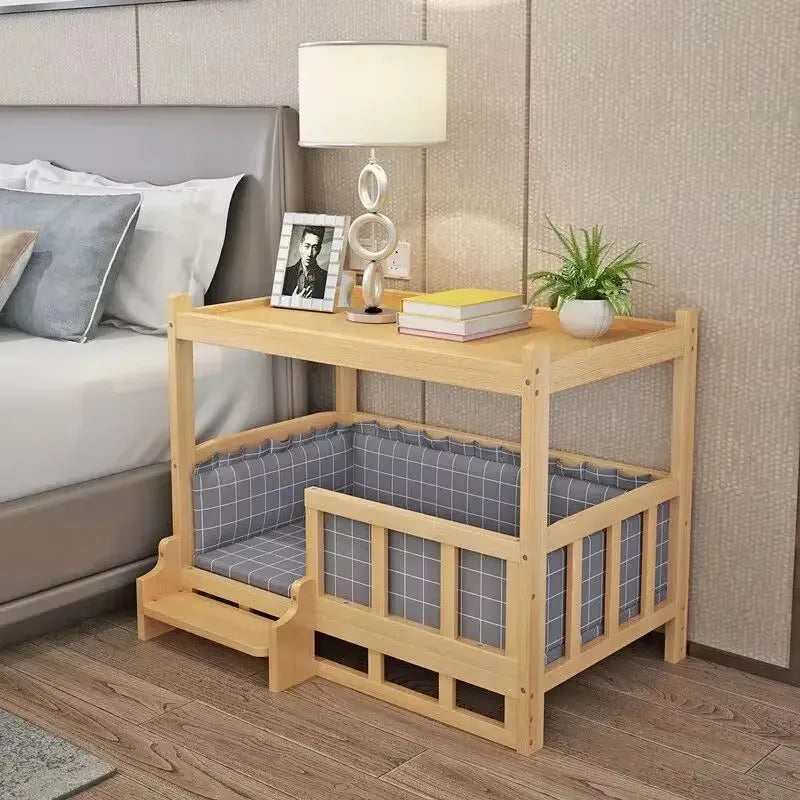 Wooden Dog Kennel Detachable Large Solid Wood Puppy House Eco-Friendly Polished Pet Bed Four Seasons General Simple Pets Houses