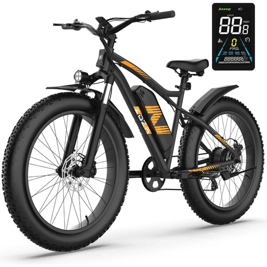 26 inch fat tire electric bicycle, 1500W motor, 48V 14.5Ah adult detachable, 7-speed and dual suspension