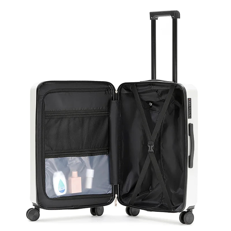 High-Capacity Front Opening Zipper Luggage 20" High-Looking Strong Durable Password Trolley Case Unisex Travel Luggage With USB