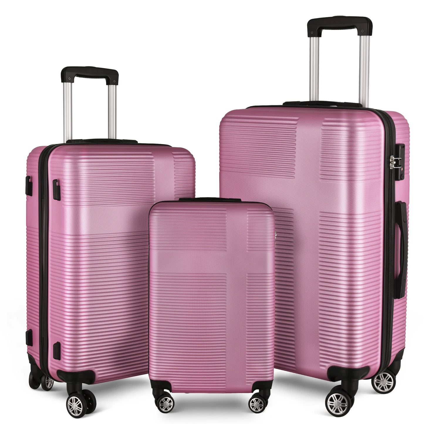3 Piece Luggage Set with TSA Lock 20"/24"/28" Lightweight Cross Stripe Hardshell Suitcase with 360 Degree Spinner Wheels