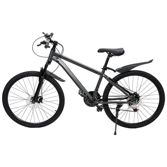 26 Inch Mountain Bike, Men Women MTB with 21 Speeds, High-Carbon Steel Frame, Front Rear Disc Brakes, Mountain Bicycle for Adult