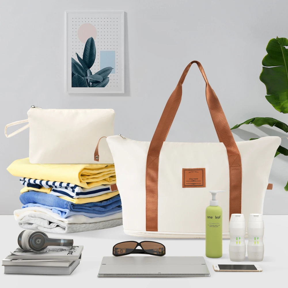 Hardshell Luggage Sets 6 Piece Suitcase Set Expandable Lightweight Suitcases with Wheels TSA Lock for Men Women White Brown