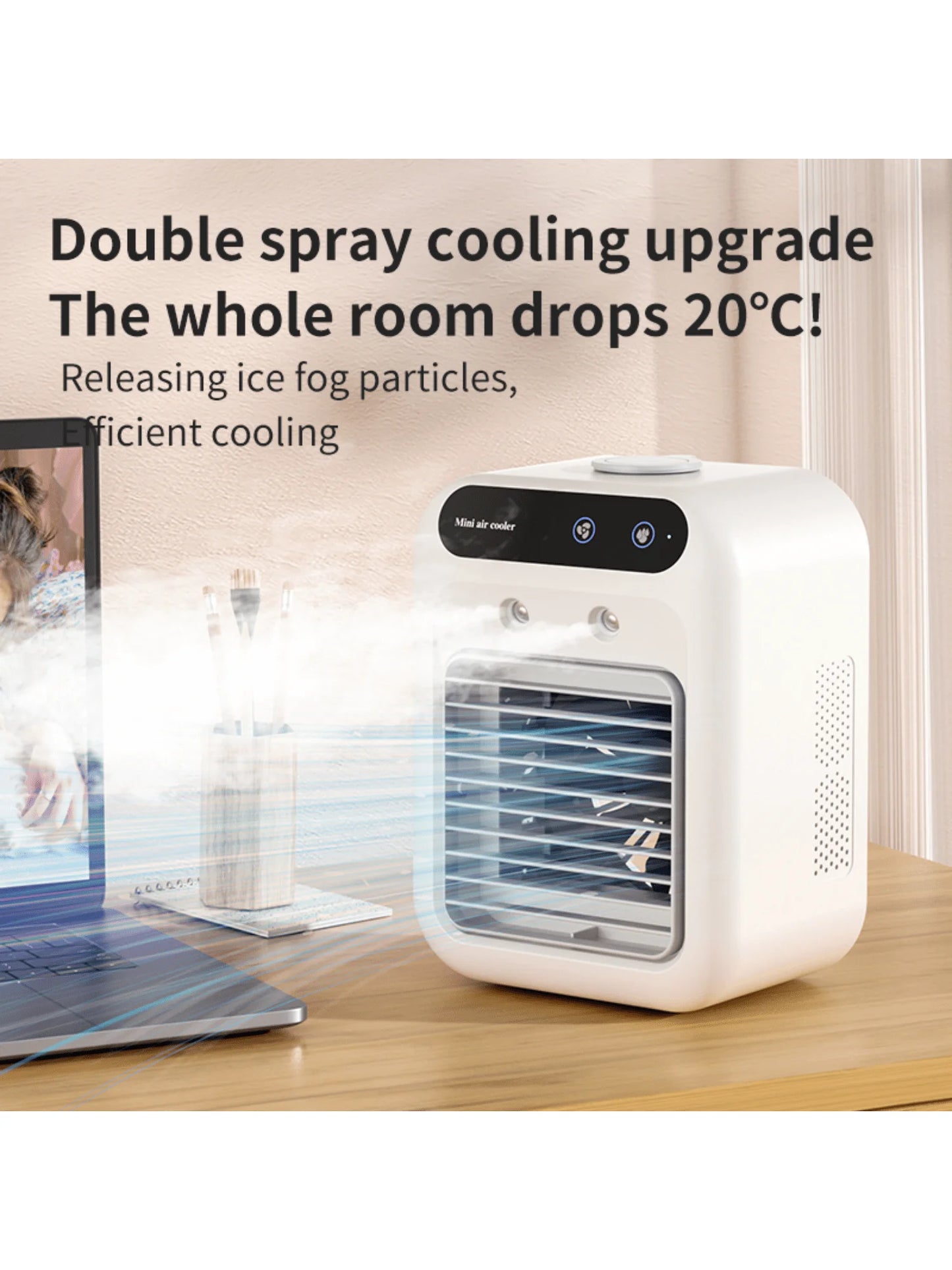 Air cooler small air conditioner office humidification refrigeration small leafless cold fan spray cooling machine air condition