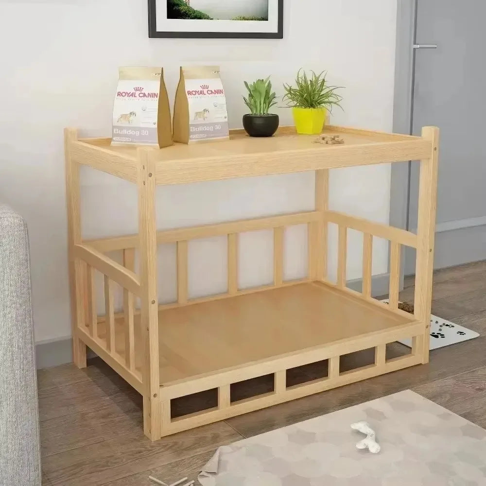 Wooden Dog Kennel Detachable Large Solid Wood Puppy House Eco-Friendly Polished Pet Bed Four Seasons General Simple Pets Houses