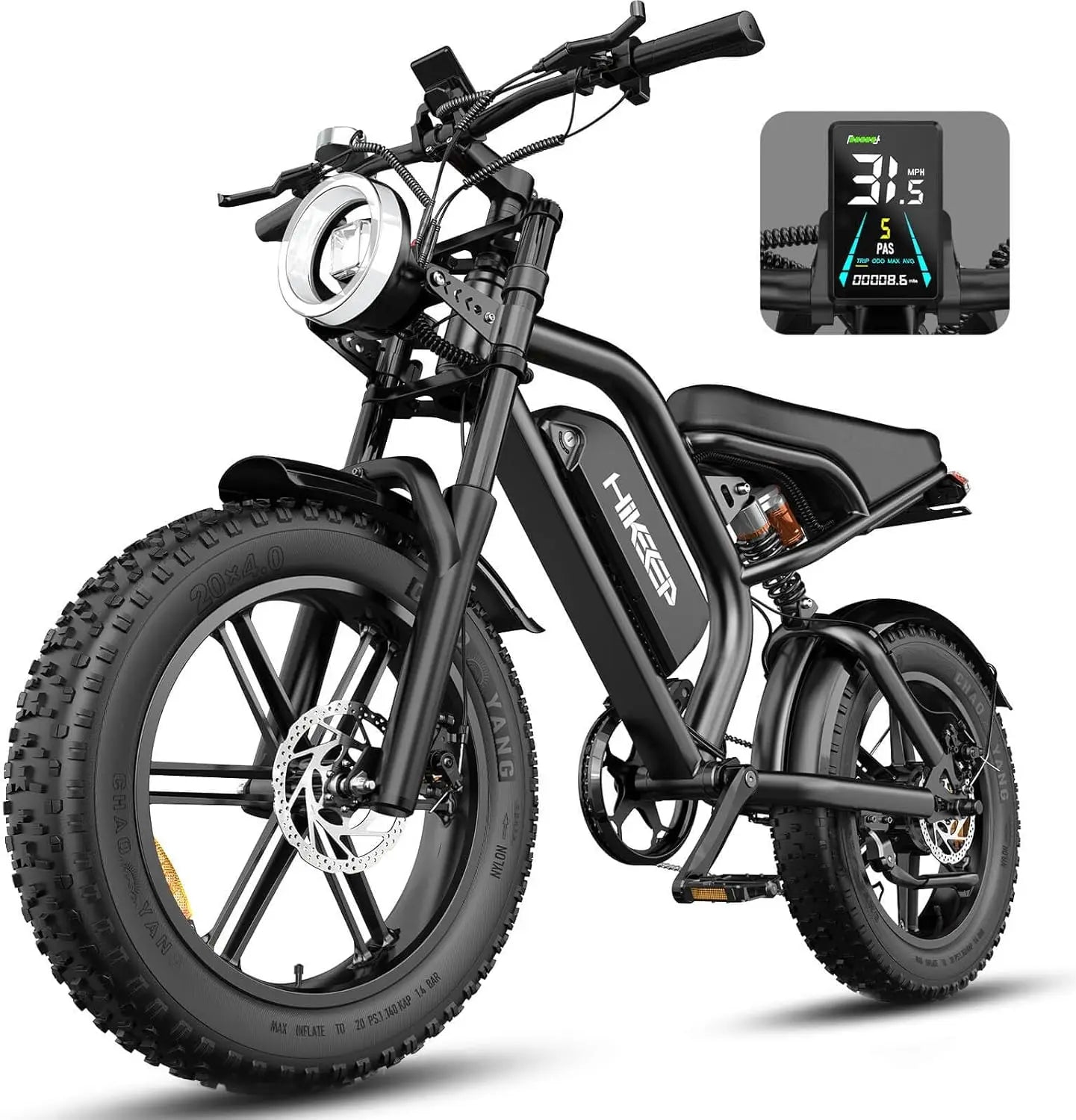 Electric Bike,20”x 4”Fat Tire,Peak 1500W Motor,7 Speed Electric Motorcycle Bicycle, 48V15AH/13AH Battery 3 Riding Modes Up to