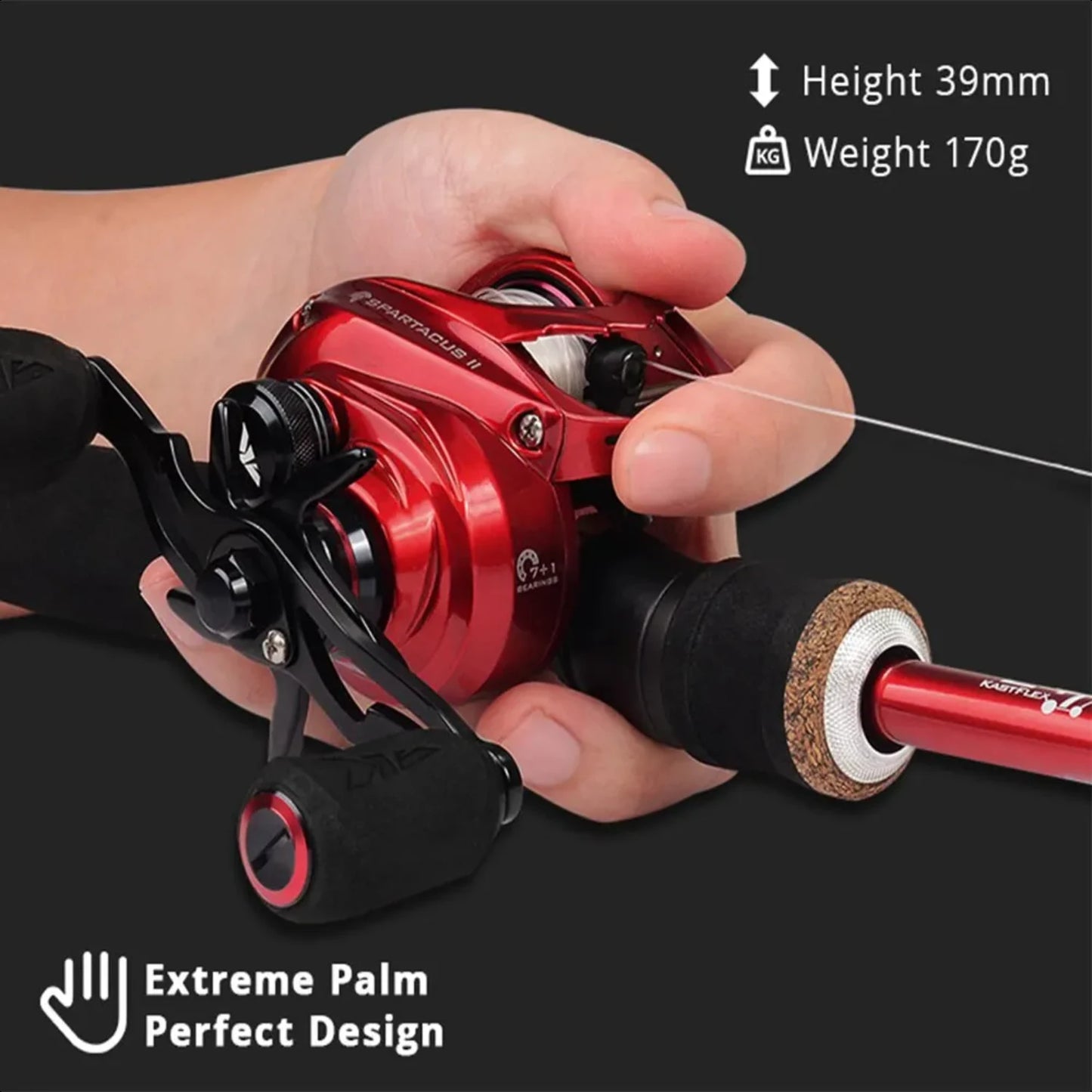 Spartacus Red Color Baitcasting Reel 8KG Max Drag 7+1 High Speed Gear Ratio Fishing Coil
