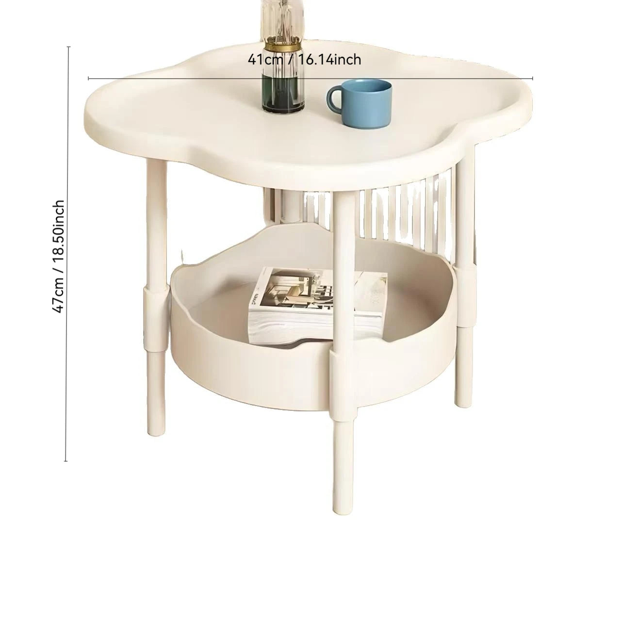 Small tea table, with leg seat, casual white, save space, very suitable for dormitory, living room, bedroom