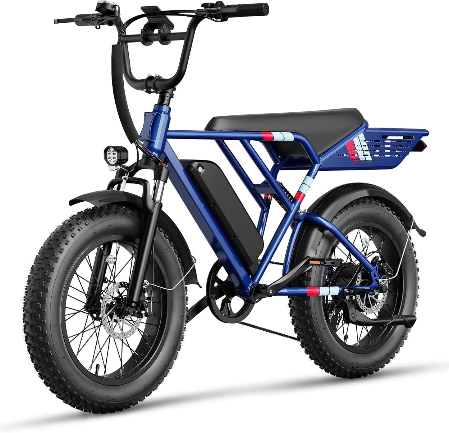 Electric Bike, 1500W Peak Upgrade Motor, 20" Fat Tire All-Terrain E-Bike with 48V 13Ah Removable Battery Moped Electric Bicycle
