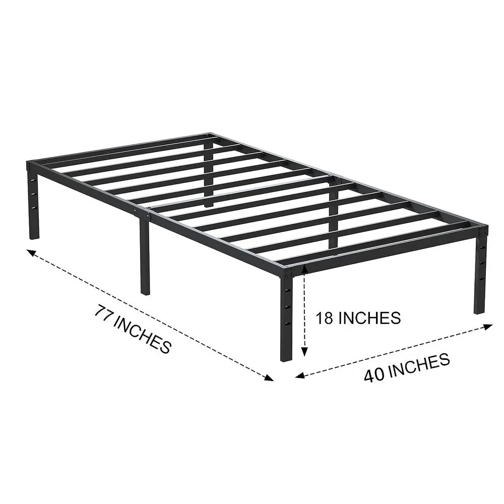 18" Bed Frame Twin Size Heavy Duty Metal Platform No Box Spring Needed