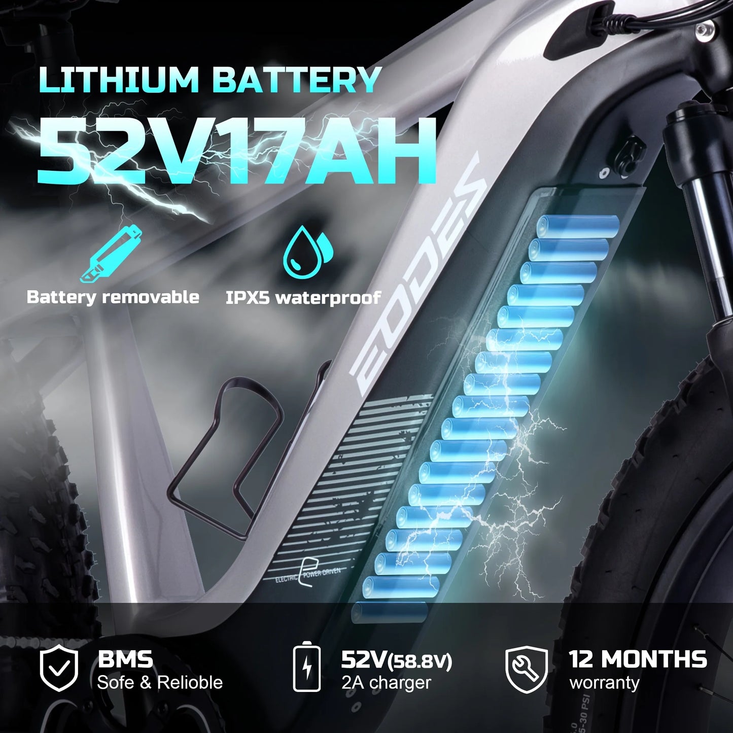 Adult electric bicycle tire 26 inch 52V750W motor 17AH high-quality battery cell mountain motorcycle with front shock absorber