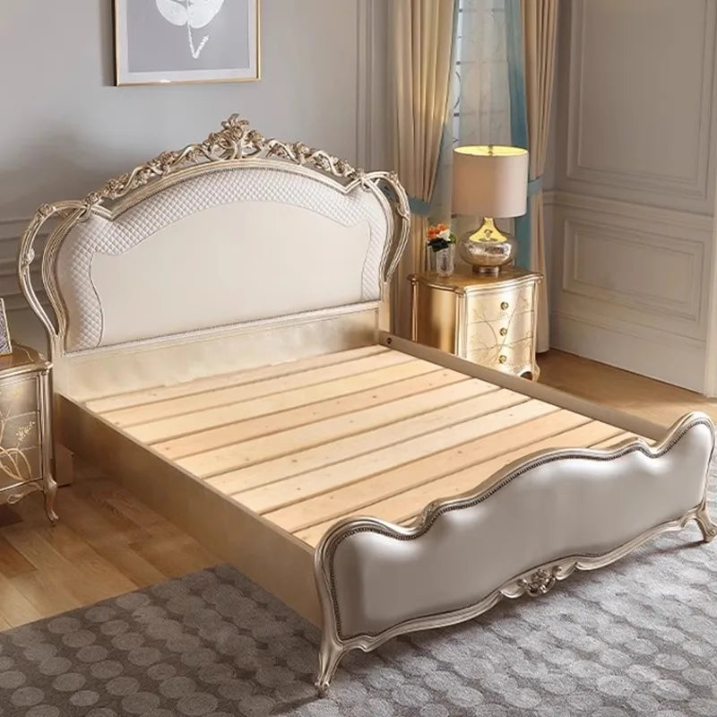 Simple European Bed Safe Sleeping Bedroom Frame Queen Bed Baby Double Luxurymodern Castle Design Wooden Cama Outdoor Furniture