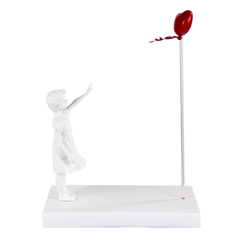 Heart Balloon Flying Girl Inspired By Banksy Artwork Modern Sculpture Home Decoration Statue Decoration Large Crafts Ornament