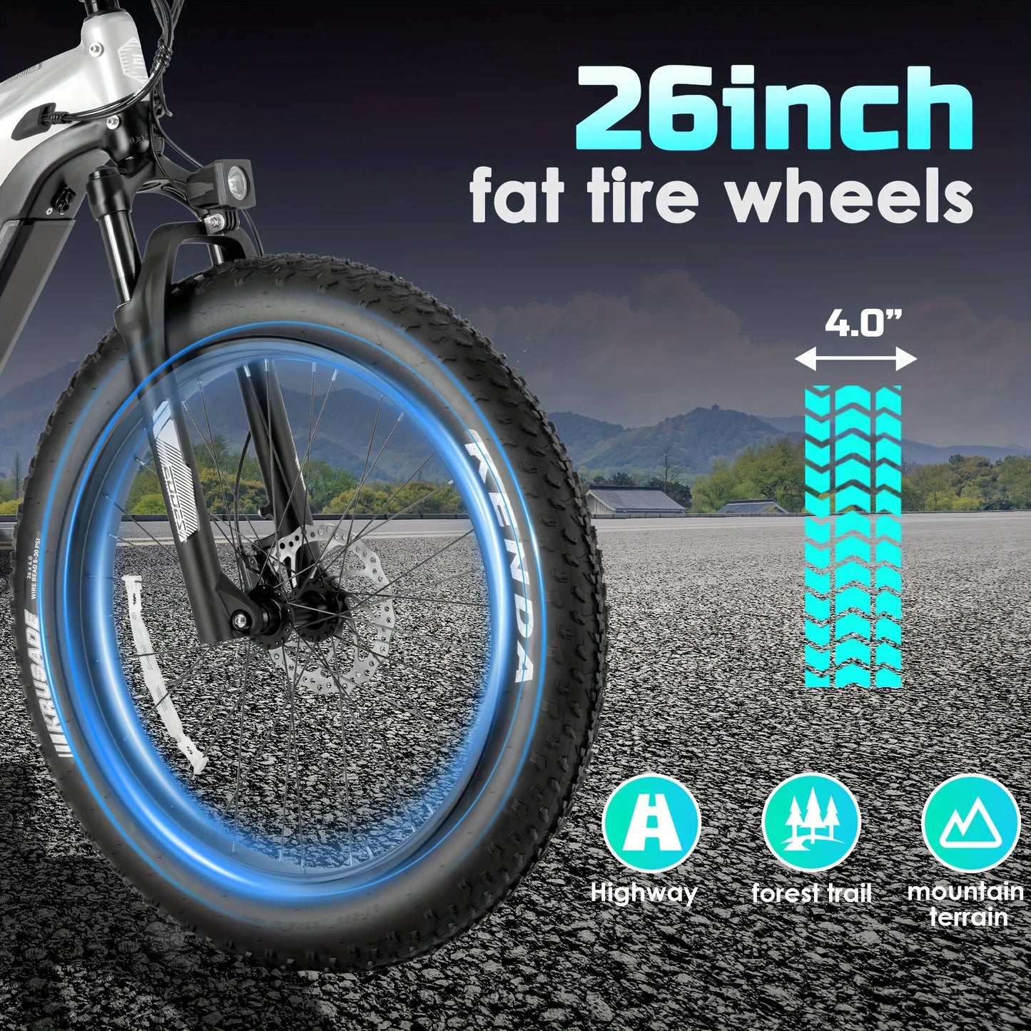 Adult electric bicycle tire 26 inch 52V750W motor 17AH high-quality battery cell mountain motorcycle with front shock absorber