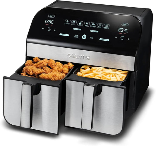 10-Quart/9.4 Liter Capacity Dual Basket Digital Air Fryer, with Smart Finish & 7 Cooking Functions