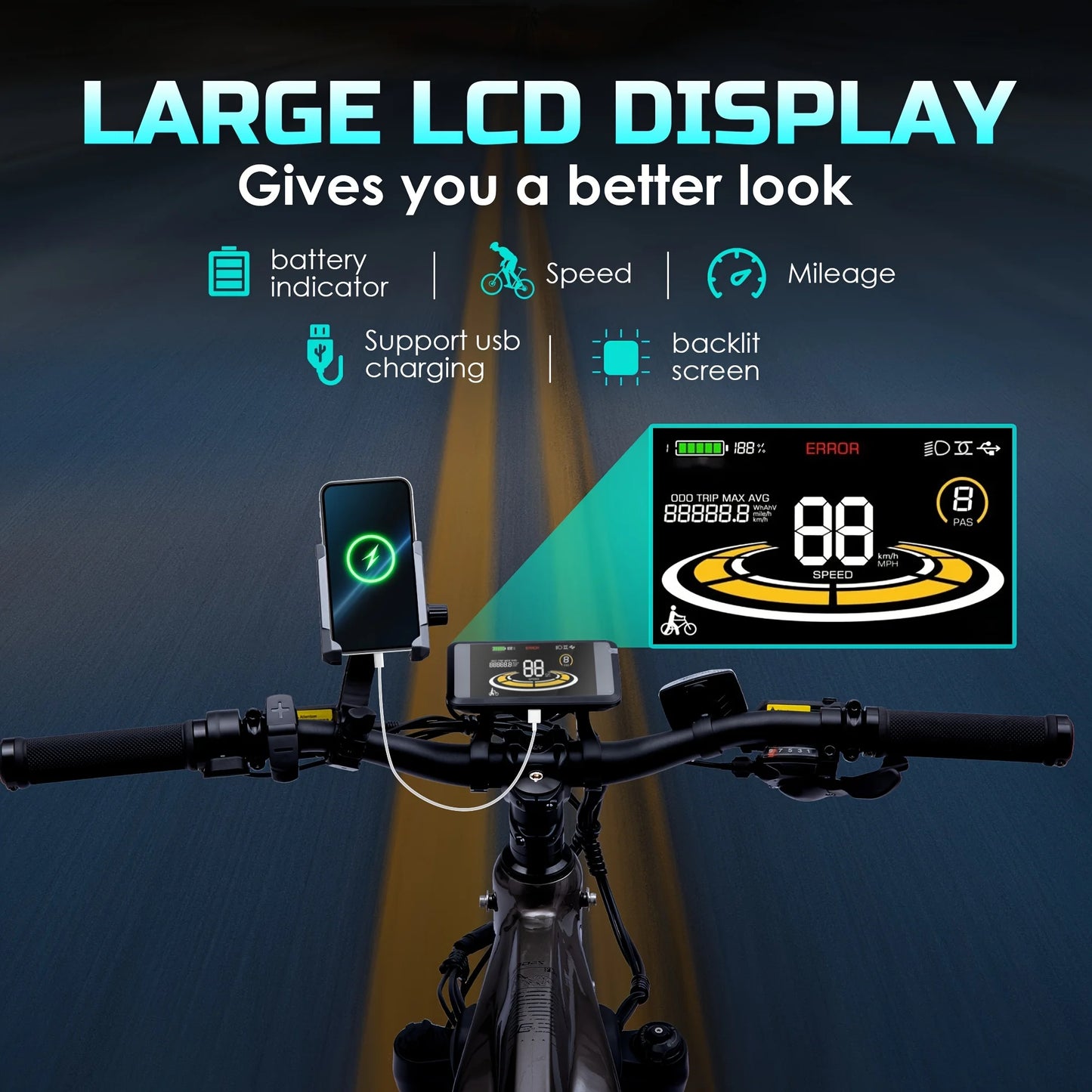 Adult electric bicycle tire 26 inch 52V750W motor 17AH high-quality battery cell mountain motorcycle with front shock absorber