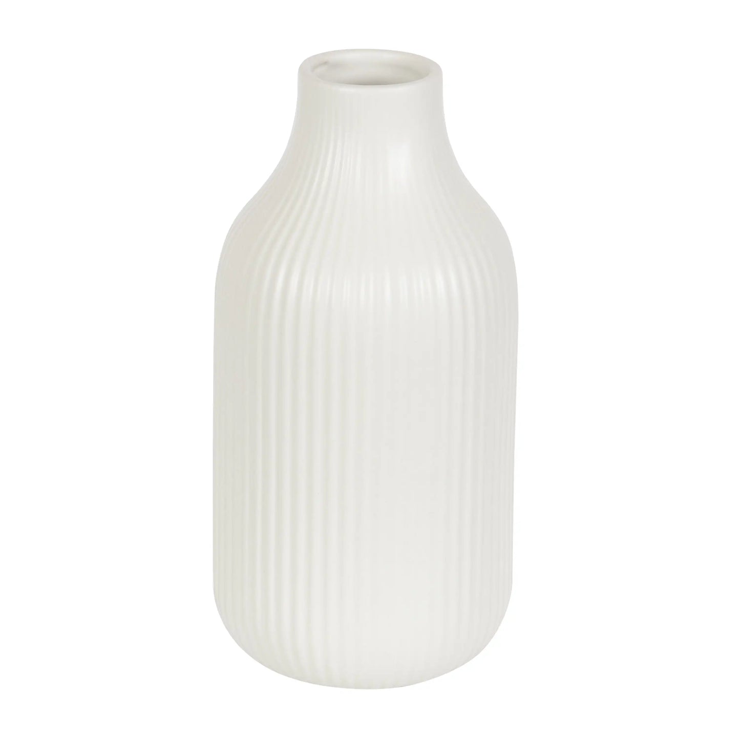 Ribbed Ceramic Vase, 8.5, Cream