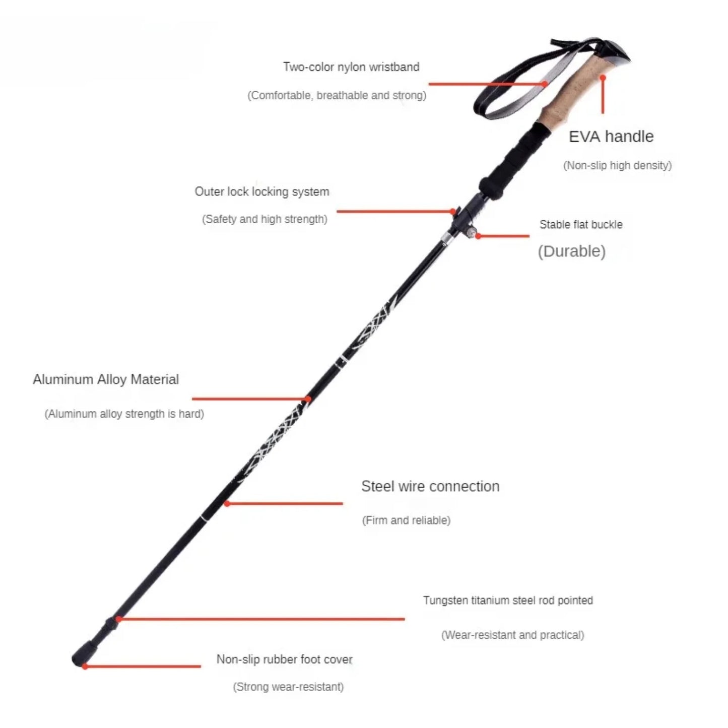 Ultra Light Weight Trekking Poles Folding Hiking Sticks Aluminium Alloy Walking Cane Climbing Hiking Poles Hiking Accessories
