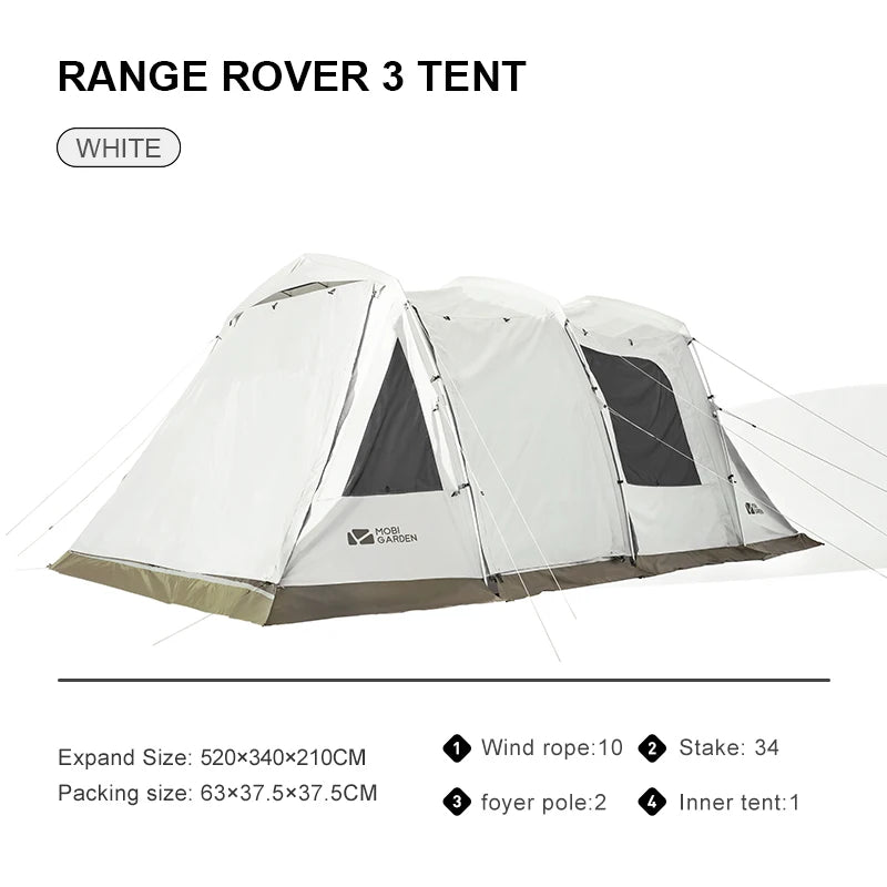 MOBI GARDEN Camping LS4 Tunnel Tent Living Shell Tent Large Blow Tent Invite Space Two Bedrooms
