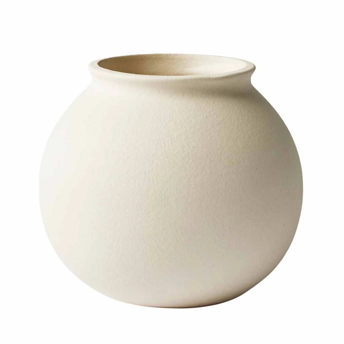 5.9 Matte Ceramic Round Vase, Natural Beige White, 1 - Piece