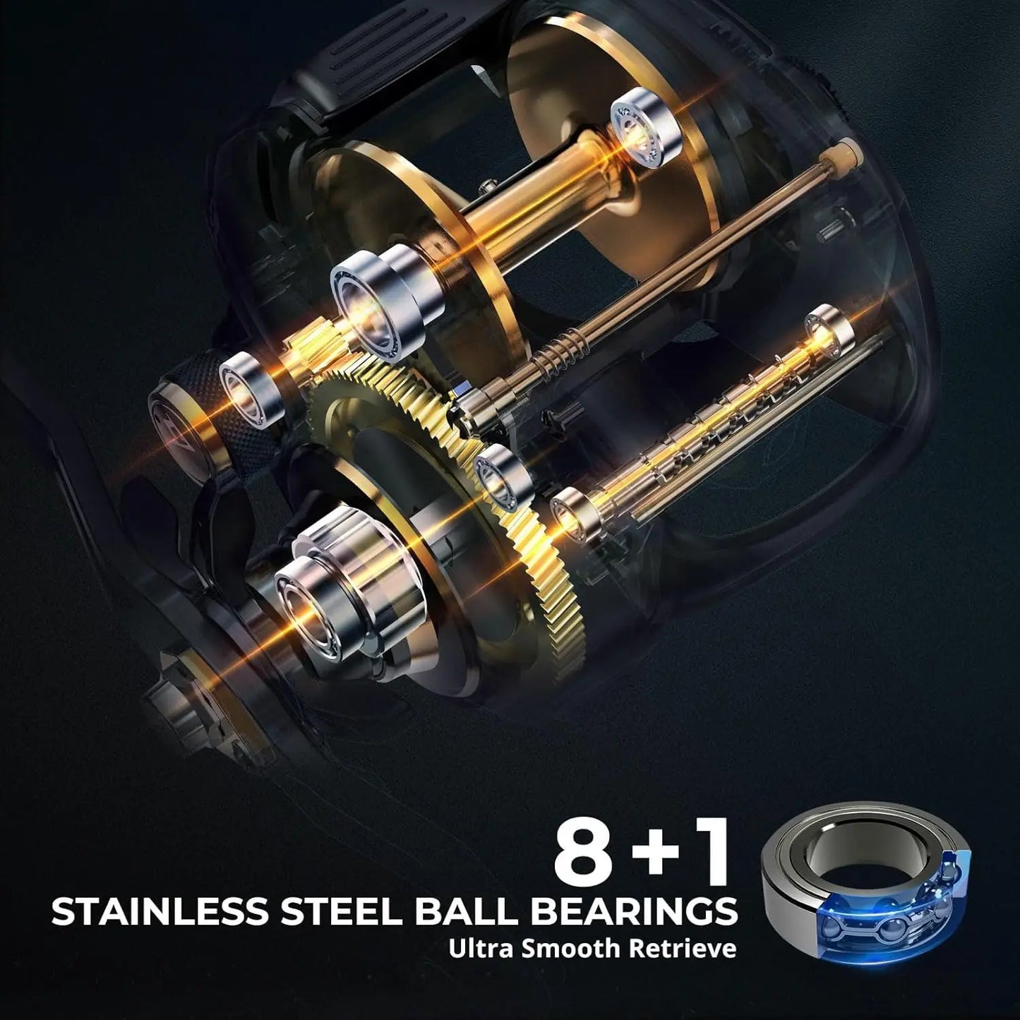 Baitcaster Fishing Reel, 38Lbs Max Drag Aluminum Alloy Frame Baitcasting Reel, Available in 6.6:1/8.1:1 Gear Ratio