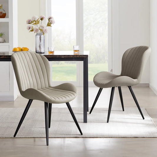 Dining Chair (Set of 2 Pieces) Modern Restaurant Chair Comfortable Backrest Thickeneded Soft Cushion Kitchen Chair 19inch High with Metal Feet