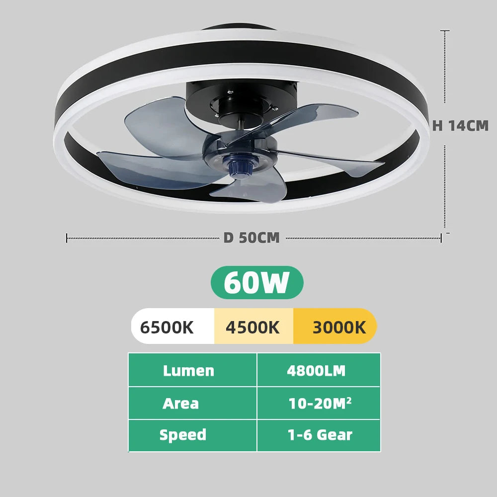 Ceiling Fan With Light And Remote Control Fanstira LED Lamp Small Decorative Fans Cooler Decoration For Bedroom Home Appliance