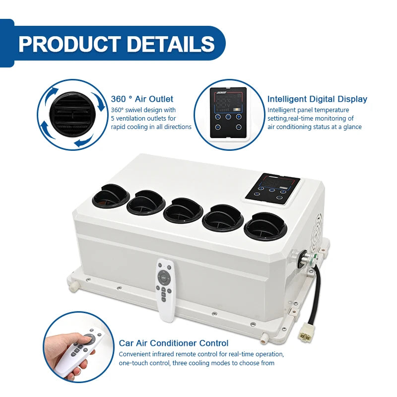 12V 24V Parking Air Conditioner No Fuel Consumption Air Conditionting For Truck RV Forklift Construction Vehicle Excavator Crane