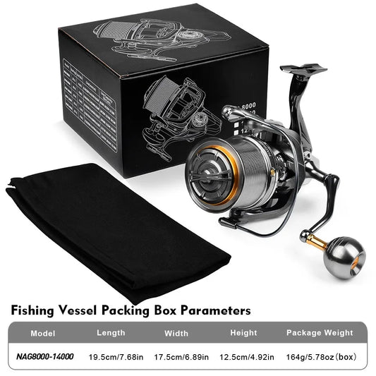 Casting Reel Fishing Reels 4.8:1 18KG Max Drag Power Ultra long throw 8000-14000S Sea Fishing Metal Spinning Metal Grip Pesca
