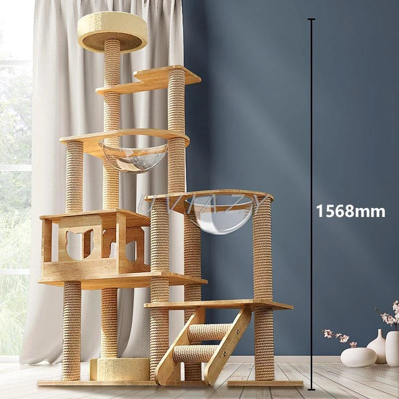 Multi-Level Wood Cat Tree Shelf Jumping Platform Cat Tree Toys Post Condo Cozy Perch Nest Scratcher Tower Scratching Climbing