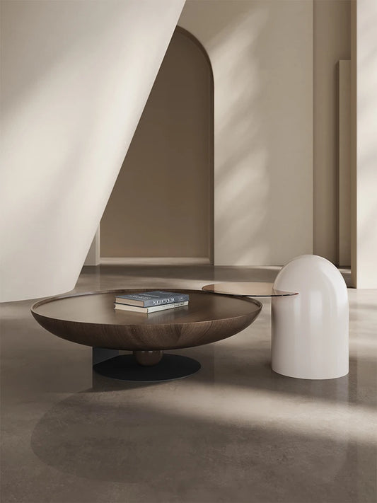 Round coffee table living room household light luxury high-end small apartment Italian minimalist coffee table combination