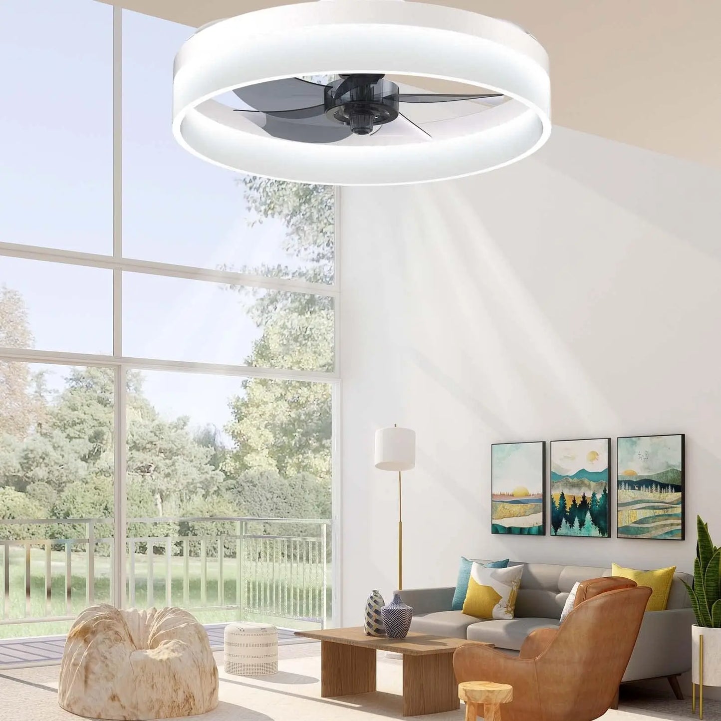 Ceiling fan with light Modern Dimmable Remote Control Ceiling Fans Living Room AC Variable Frequency Fan Ceiling Lamp