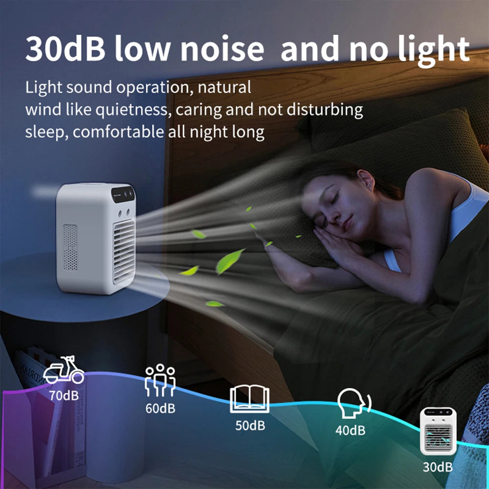 Portable Air Conditioners,3-In-1 Cooling Fan Air Conditioner with 2-Speed,Built-In 1800mah Battery,Air Cooler for Home&Outdoor