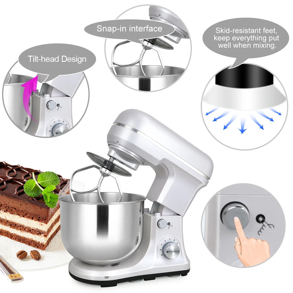 Kitchen 5QT 300W Bread Cake Maker Electric Food Mixers Dough Mixer Cake Food Stand Mixer