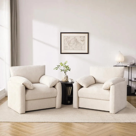 Chenille Oversized Armchair, 38.6" Wide Accent Chairs for Living Room & Bedroom Modern Lounge Chair, Upholstered Mid-Century