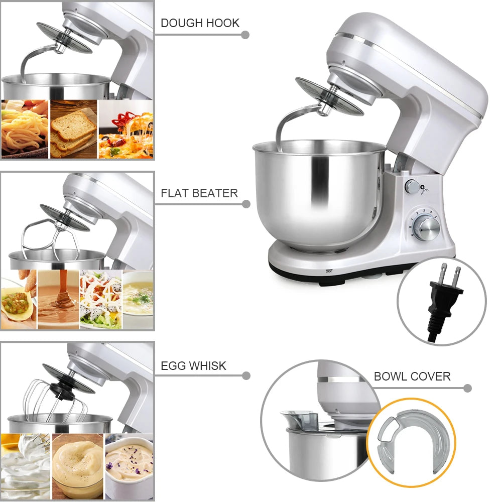 Kitchen 5QT 300W Bread Cake Maker Electric Food Mixers Dough Mixer Cake Food Stand Mixer