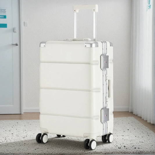 Large Size Travel Wheeled Suitcases With Aluminum Frame Anti-Collision Waterproof Carry On Luggage Carrier Trolley Case For Men
